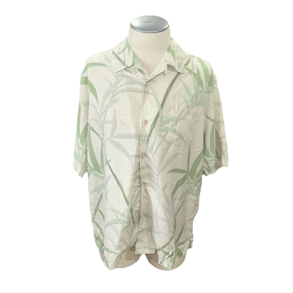Tommy Bahama mens Silk shirt XL Short Sleeve Button Tropical Hawaiian